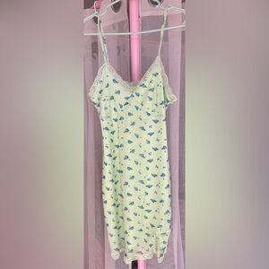 wild fable Light Green Slip Dress with Blue Floral Print